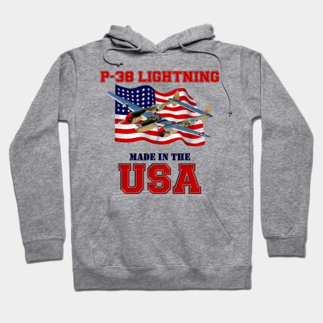 P-38 Lightning Made in the USA Hoodie by MilMerchant